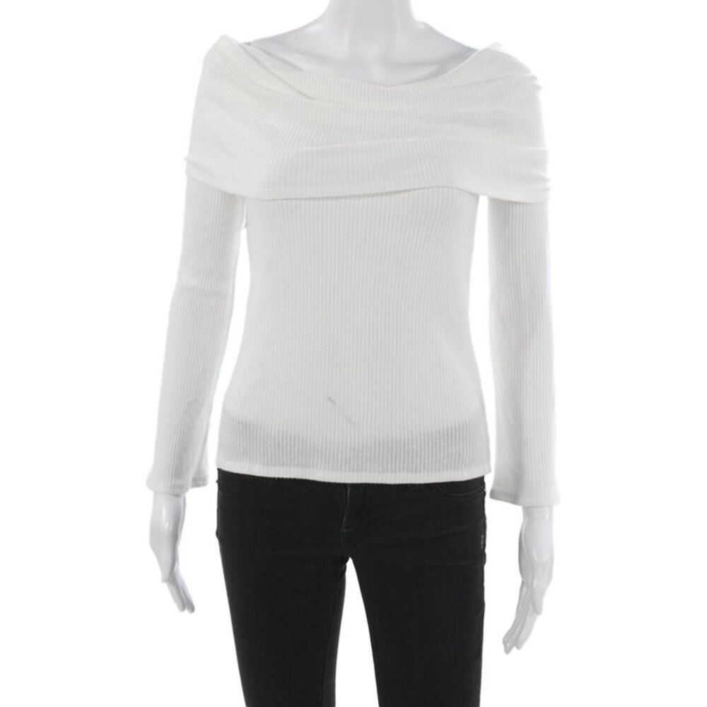 Beautiful People Womens White Off Shoulder Basic Blouse Long Sleeve Size S